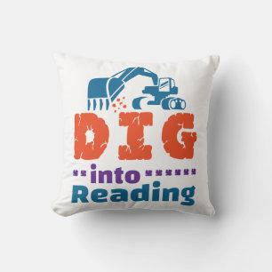 Dig Into Reading Teacher Librarian Library Throw Pillow