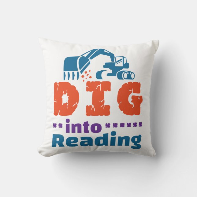 Dig Into Reading Teacher Librarian Library Throw Pillow (Front)