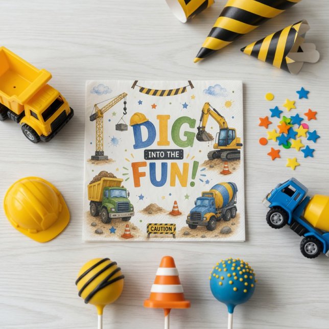 Dig Into The Fun Construction Birthday  Napkin (Creator Uploaded)