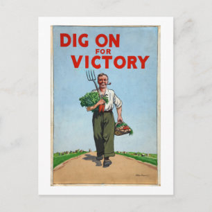 Dig on For Victory War Poster Vintage Postcard