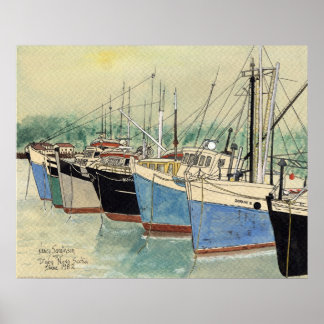 Digby, Nova Scotia, Fishing Boats, Watercolor Poster