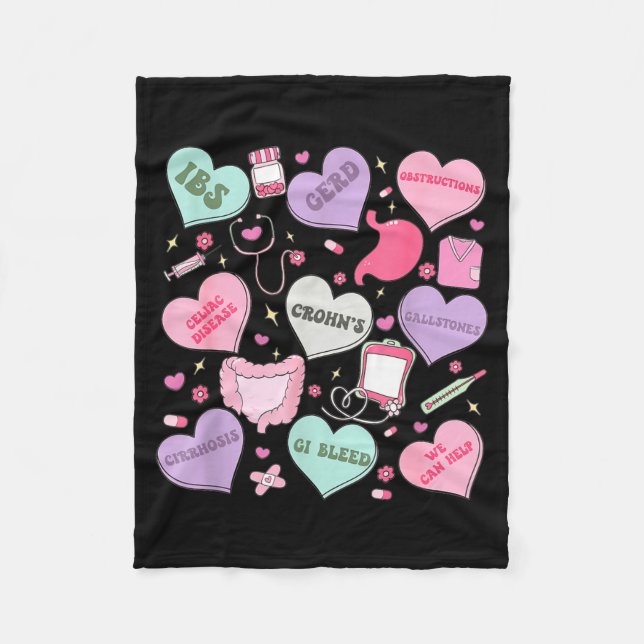 Digestive Divas Gastroenterology Nurse Valentine E Fleece Blanket (Front)