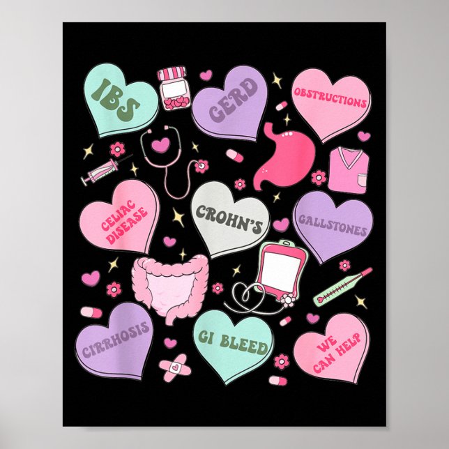 Digestive Divas Gastroenterology Nurse Valentine E Poster (Front)