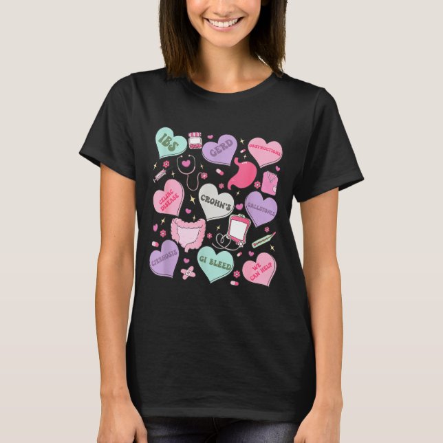 Digestive Divas Gastroenterology Nurse Valentine E T-Shirt (Front)