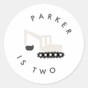 Digger Construction Birthday Party Minimal Sticker