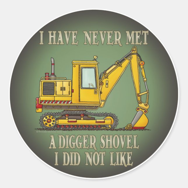 Digger Shovel Operator Quote Kids Sticker (Front)