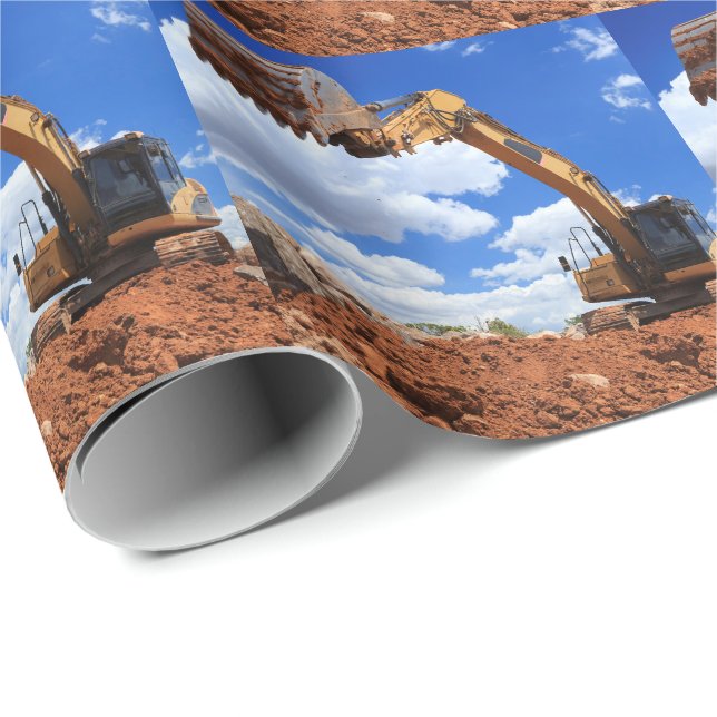 Digger Tractor Photo Wrapping Paper (Roll Corner)