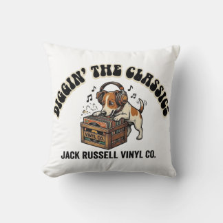 Diggin' The Classics - Jack Russell Vinyl Co. Throw Pillow