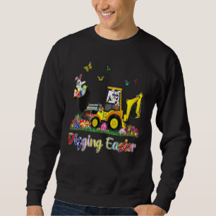 Digging Easter Bunny Toddler Boy Egg Hunt Tractor Sweatshirt