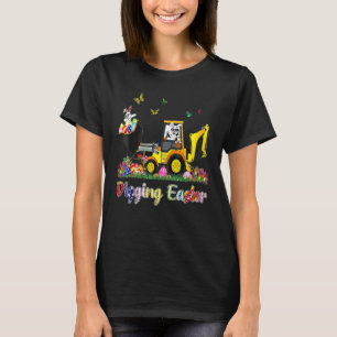 Digging Easter Bunny Toddler Boy Egg Hunt Tractor  T-Shirt