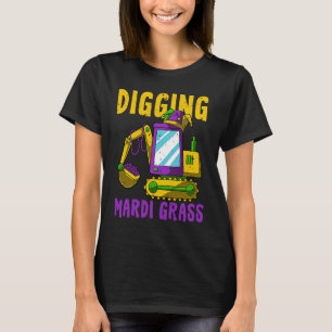 Digging Mardi Gras Cool Jester Excavator Construct T-Shirt