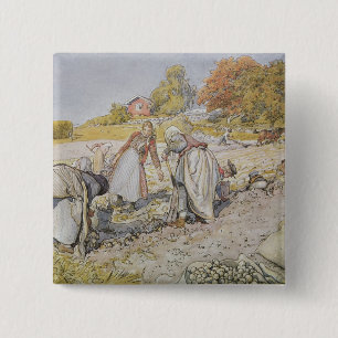 Digging Potatoes, 1905 2 Inch Square Button
