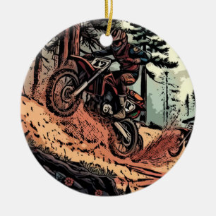 Digging Up Dirt - Dirt Bike Racers Ceramic Ornament