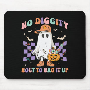 Diggity Bout To Bag It Up Cute Ghost Halloween Kid Mouse Pad