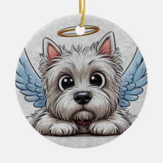 DigiPups West Highland Terrier Dog Beach Scene Ceramic Ornament