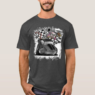 DigiRods Rat Rod Racer SS Muscle Grey Hot Rod Cart T-Shirt