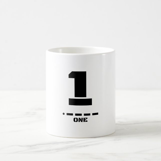 Digit 1(One) NATO Phonetic Number & Morse Code Coffee Mug (Center)