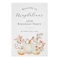 DIGITAL 45th Birthday Pumpkin Fall Leaves Welcome