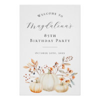 DIGITAL 85th Birthday Pumpkin Fall Leaves Welcome