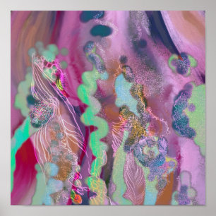Digital Abstract art poster trendy decor
