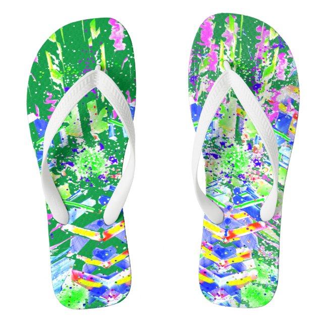 Digital abstract art we call it chaos High-Top  Flip Flops (Footbed)