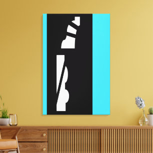 Digital Abstract Black, White & Aqua Canvas Print