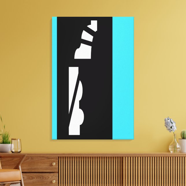 Digital Abstract Black, White & Aqua Canvas Print (Insitu(LivingRoom))
