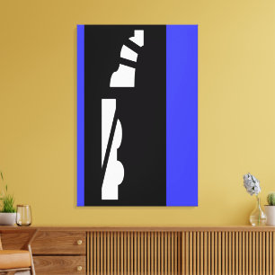 Digital Abstract Black, White & Blue Canvas Print