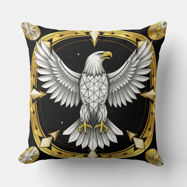 Digital Abstract Eagle Wings Modern Aesthetic Throw Pillow (Front)