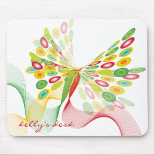 Digital Abstract Retro Dots Modern Art Butterfly Mouse Pad