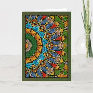 Digital Aquamarine Mandala Holiday Card