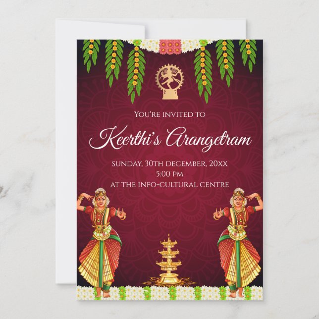 Digital Arangetram & Bharatnatyam invitations (Front)