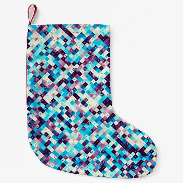 Digital art abstract pattern. Abstract geometric i Small Christmas Stocking (Front)