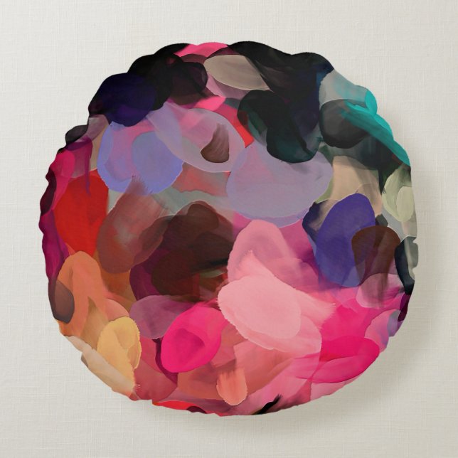 Digital art abstract pattern. Hand drawing modern  Round Pillow (Front)