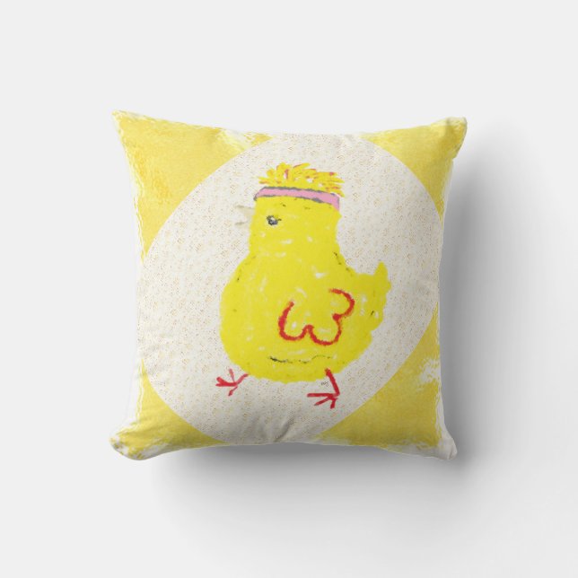 Digital Art Animated Chicken Throw Pillow (Front)