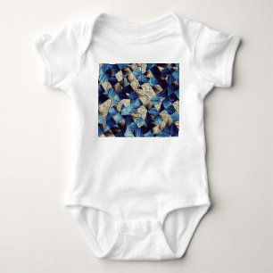 Digital Art Blue Abstract Squares Baby Bodysuit