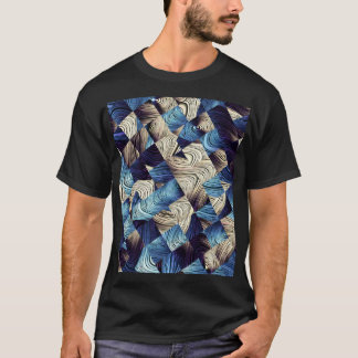 Digital Art Blue Abstract Squares T-Shirt