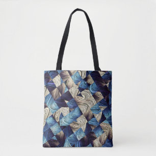 Digital Art Blue Abstract Squares Tote Bag