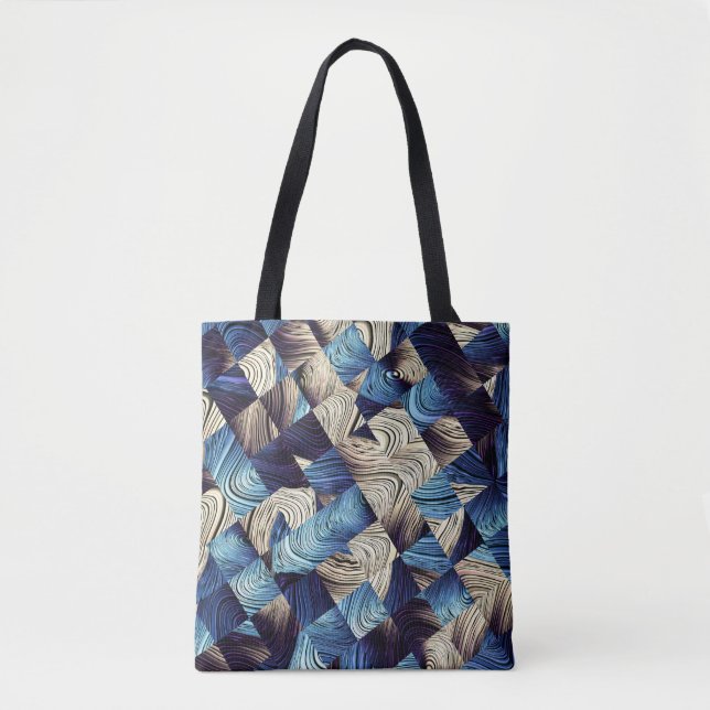 Digital Art Blue Abstract Squares Tote Bag (Front)