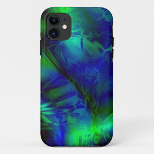 Digital Art Blue and Green Abstract Pattern iPhone 11 Case