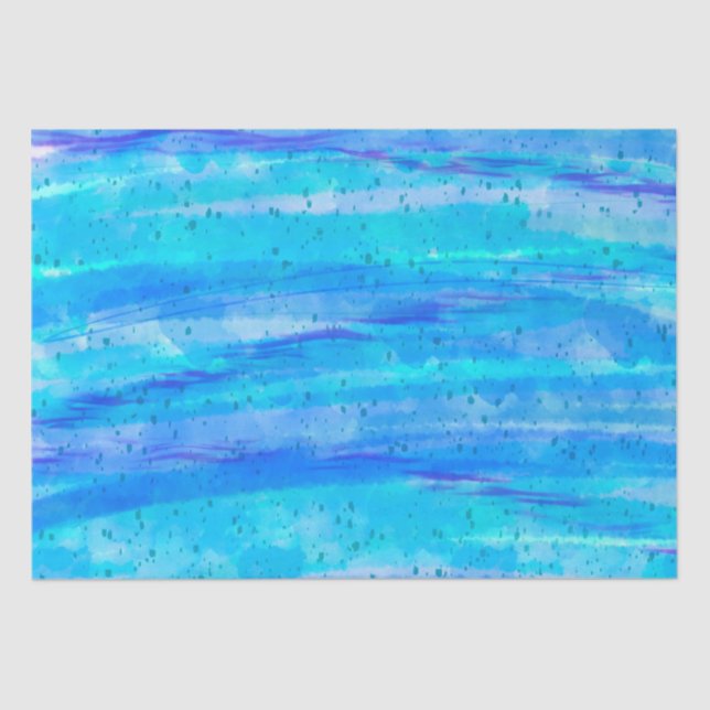 Digital Art Blue and Purple Waves Abstract   Tissue Paper (Front)