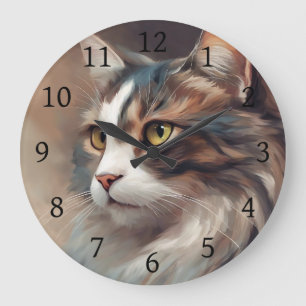 Digital art Cat 718 Large Clock
