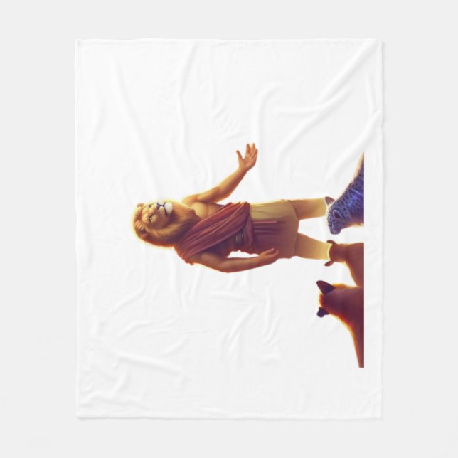  🦁 Digital Art Character Design - King Lion. Fleece Blanket (Front)