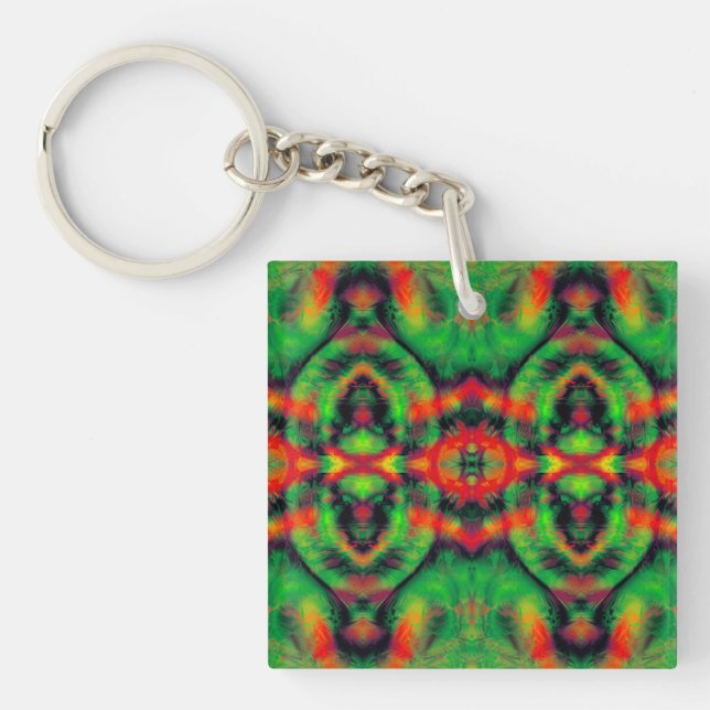 Digital Art Cool Modern Abstract Pattern Keychain (Front)