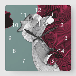 Digital Art Figure Square Wall Clock