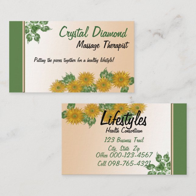 Digital Art Flower & Leaf Borders Business Card (Front/Back)