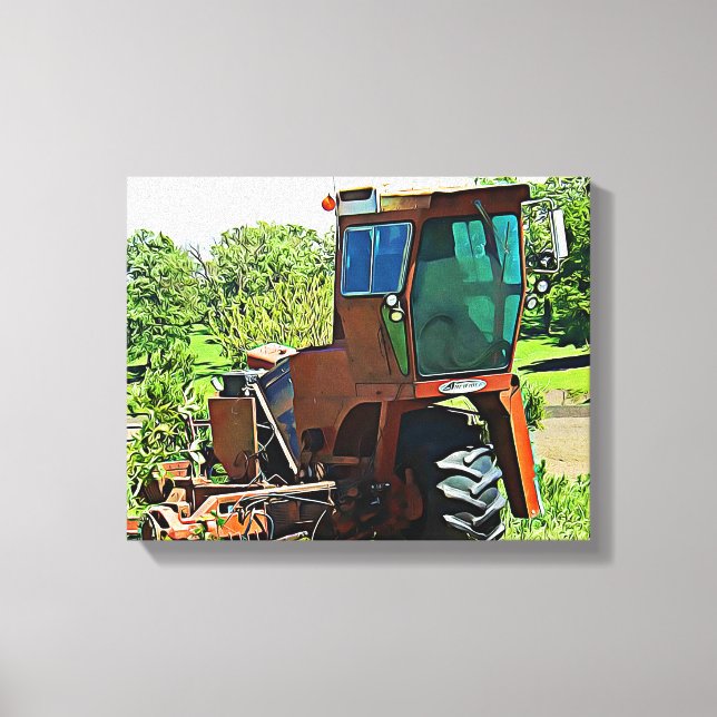 Digital Art Midwest Tractor Canvas Artwork (Front)