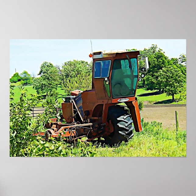 Digital Art Midwest Tractor Canvas Artwork Poster (Front)