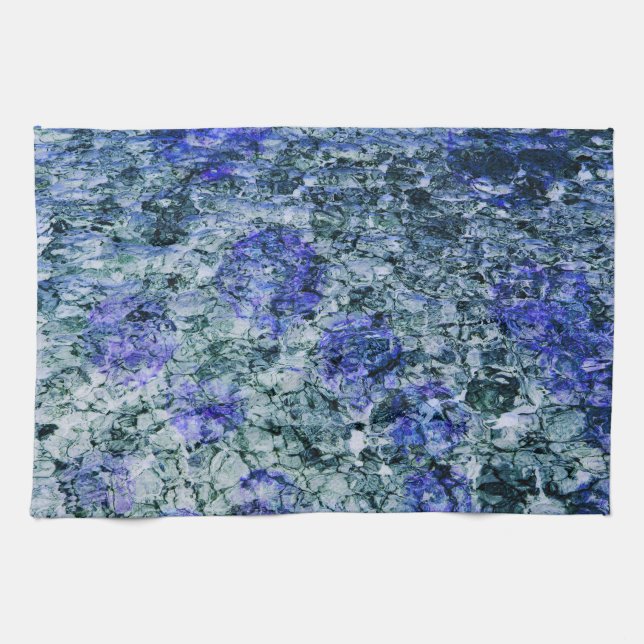 Digital art of blue watercolor abstract background kitchen towel (Horizontal)