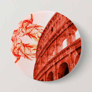 Digital art of Colosseum and statues / sculptures 3 Inch Round Button